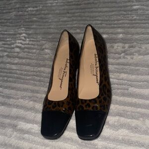 Salvatore Ferragamo Black and Brown Classic Heels